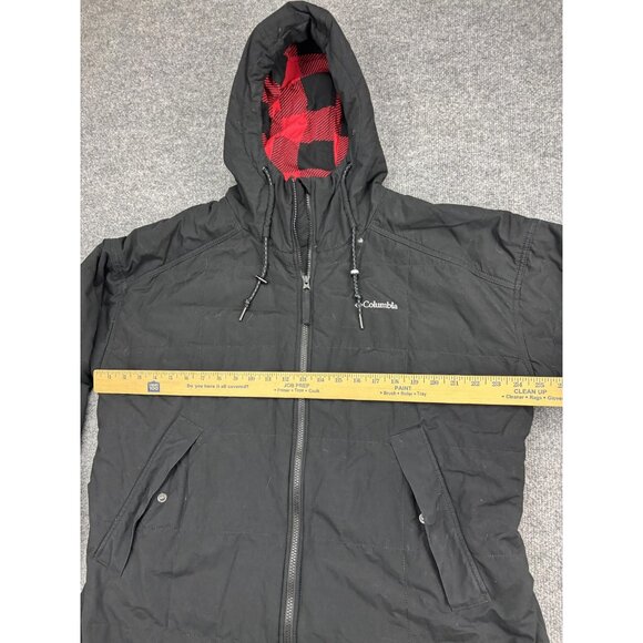 Columbia Jacket Womens 1X Black Hooded Long Parka Buffalo Plaid Lined Insulated - Picture 5 of 8